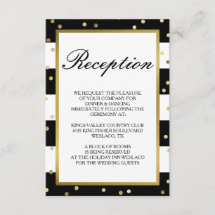 Cartão De Informações Listras Brilhantes Recepção de Casamento Elegant