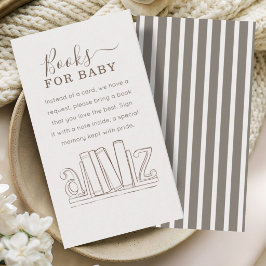 Cartão De Informações Listras de Café Bege Simples Livros para Bebê