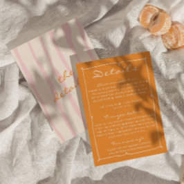 Cartão De Informações Listras Finas Coloridas Detalhes de Casamento Escr