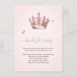 Cartão De Informações Little Princess Crown Pearls Dots Baby Shower