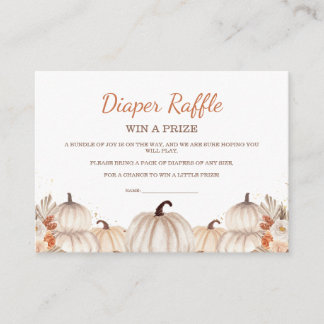 Cartão De Informações Little Pumpkin Baby Shower Diaper Raffle Ticket