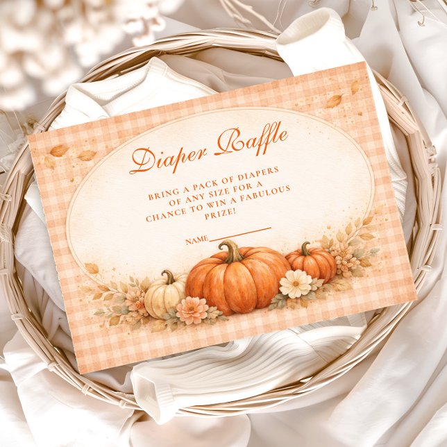 Cartão De Informações Little Pumpkin Gingham Fall Diapper Raffle (Criador carregado)