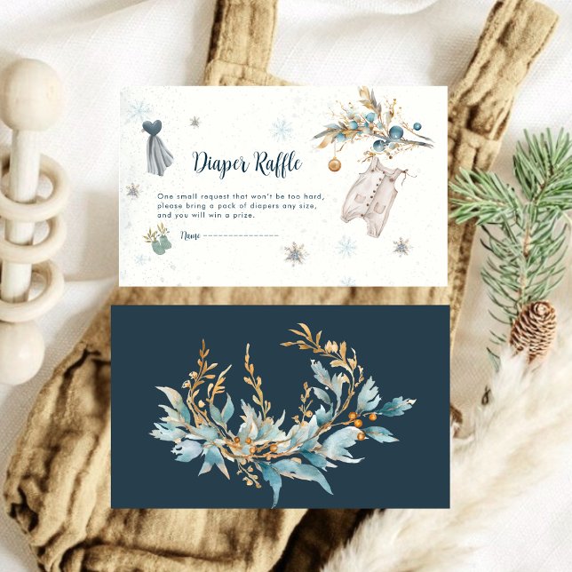Cartão De Informações Little Snowflake Clothesline Diaper Raffle Insert  (Criador carregado)