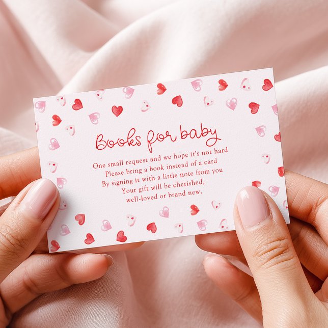 Cartão De Informações Little Sweetheart Girl Baby Shower Books for Baby (Criador carregado)