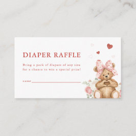Cartão De Informações Little Sweetheart Heart Bear Diaper Raffle Card