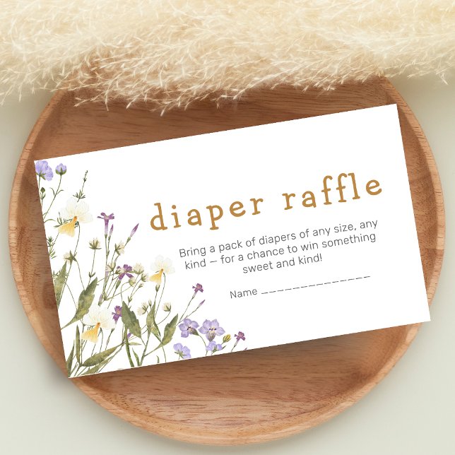 Cartão De Informações Little Wildflower Baby Shower Diaper Raffle (Wildflower Baby Shower Diaper Raffle)