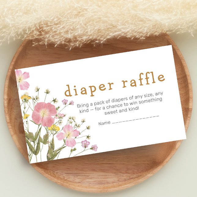 Cartão De Informações Little Wildflower Boho Baby Shower Diaper Raffle (Little Wildflower Baby Shower Diaper Raffle)
