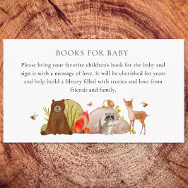 Cartão De Informações Livro de Aquarelas do Chá de fraldas Woodland para