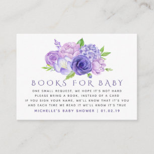Cartão De Informações Livro de Bebê Floral em Aquarela Ultra Violeta Sol