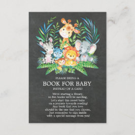 Cartão De Informações Livro de Chalkboard Safari Jungle Baby Shower para