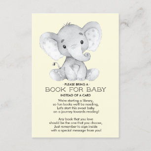 Cartão De Informações Livro de Chuvinha de Bebê Elefante Neutro para Car