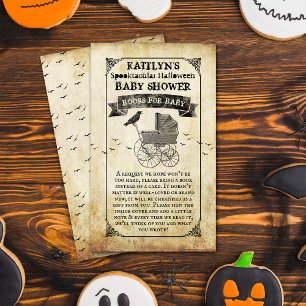 Cartão De Informações Livro de Chuvinha de Bebê no Halloween Vintage