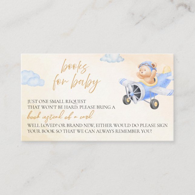 Cartão De Informações Livro de Espera de Bebê, Urso de Teddy Voador (Frente)