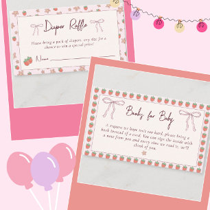 Cartão De Informações Livro de Morangos para o bebê Chá de fraldas de Ve