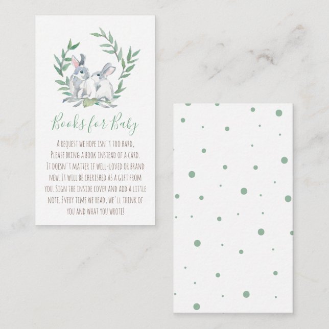 Cartão De Informações Livro De primavera Bunny Para Recipientes De Convi (Frente/Verso)