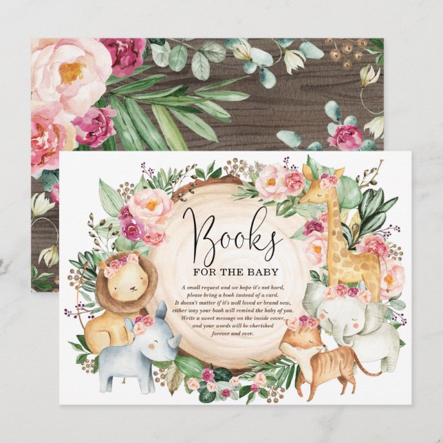 Cartão De Informações Livro de Safari da Selva Rosa-Rosa Burgunta (Frente/Verso)