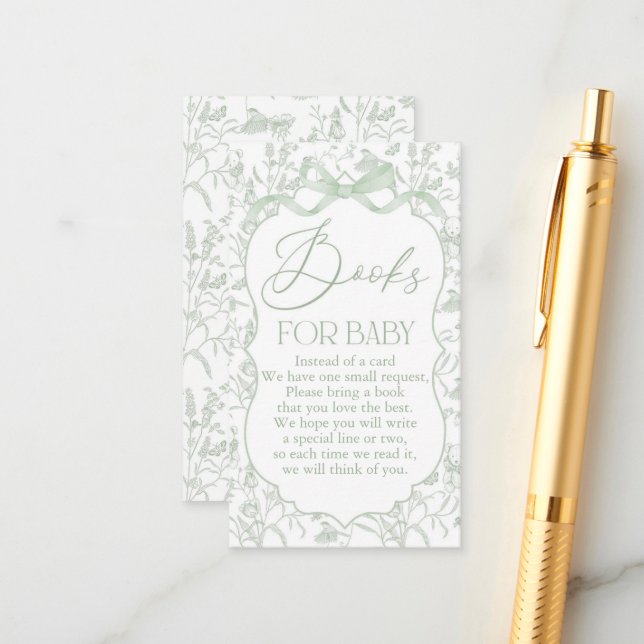 Cartão De Informações Livro do Chá de fraldas do Arco Sage (Frente/Verso In Situ)