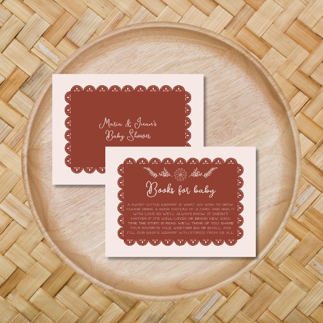 Cartão De Informações Livro Do Papel Mexicano Picado Chá de fraldas Neut (Book For Baby Shower Mexican Papel Picado Neutral Enclosure Card)