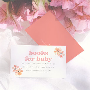 Cartão De Informações Livro Floral Retrô Para Chá de Bebê Menina
