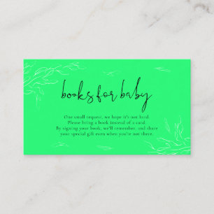Cartão De Informações Livro Floral rústico Verde Neon para bebê