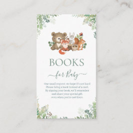 Cartão De Informações Livro verde de animais de floresta para o Chá de f