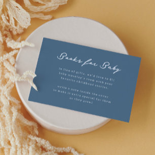 Cartão De Informações Livros Azuis e Brancos para Chá de fraldas Bebê