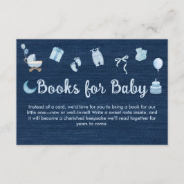 Cartão De Informações Livros Blue Jean Baby Denim para o Chá de fraldas