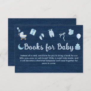 Cartão De Informações Livros Blue Jean Baby Denim para o Chá de fraldas