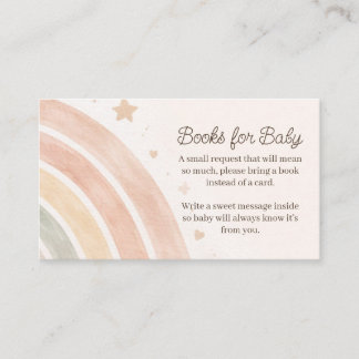Cartão De Informações Livros Boho Arco-Íris para Bebê Chuveiro de Bebê M