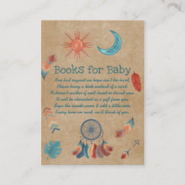 Cartão De Informações Livros Boho Retro Sol Lua para Chás de Bebê