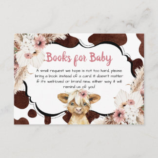 Cartão De Informações Livros Boho Rosa Floral Vaca das Terras Altas Para