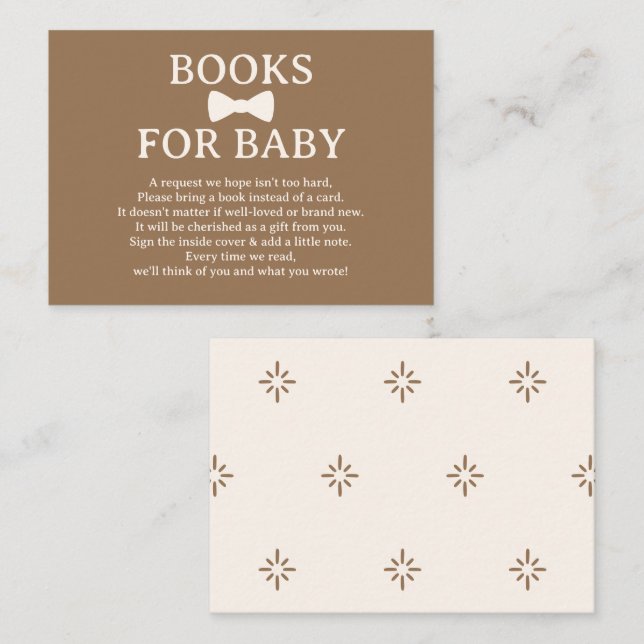 Cartão De Informações Livros castanhos e Arcos para o bebê (Frente/Verso)