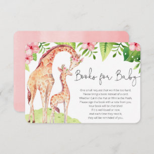 Cartão De Informações Livros cinzas tropicais cor-de-rosa de girafa para