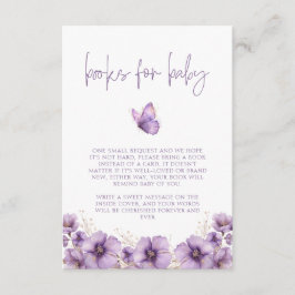 Cartão De Informações Livros da Borboleta Roxa para Bebê, Chá de Bebê