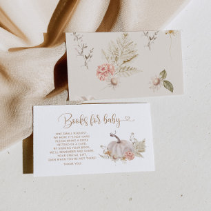 Cartão De Informações Livros de abóbora de queda de boho para cadeiras d