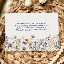 Cartão De Informações Livros de água-forte Boho de Flor Silvestre Azul P