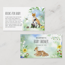 Cartão De Informações Livros de Animais da Floresta em Aquarela para Beb