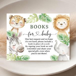 Cartão De Informações Livros de Animais da Selva para Chás de Bebê