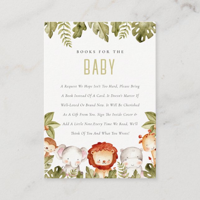 Cartão De Informações Livros De Animais De Safari Tropical Selvagens Par (Frente)