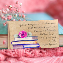 Cartão De Informações Livros de Aquarela Floral Colorida e Bonita para B