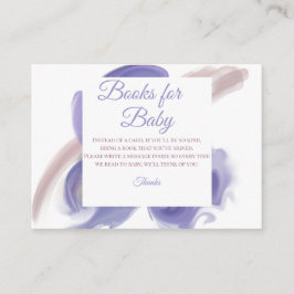 Cartão De Informações Livros de Aquarela Lavanda para Solicitação de Beb