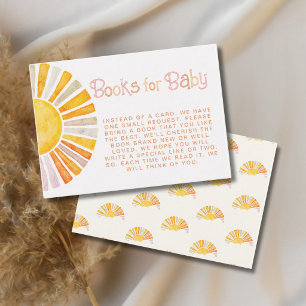 Cartão De Informações Livros de Aquarela Sunshine para Chá de Bebê