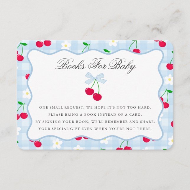 Cartão De Informações Livros de Arco de Cherry Sweet Blue Coquette para  (Frente)
