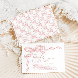 Cartão De Informações Livros de Arco Rosa Coquette para Chá de Menina