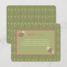 Cartão De Informações Livros de Aves Verdes e Rosa Cutas para Bebê