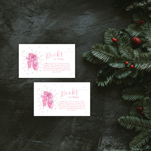 Cartão De Informações Livros de Bailarina Flor de Neve Rosa para Chá de 