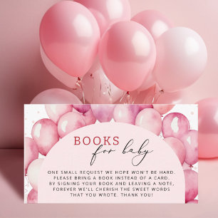 Cartão De Informações Livros de Balão Rosa Para Chuvaveiro de Menina