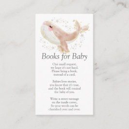 Cartão De Informações Livros de Baleia Dourada e rosa para o Chá de fral