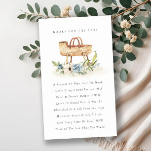Cartão De Informações Livros De Bassinet Floral Azul, Cujo Chá de fralda