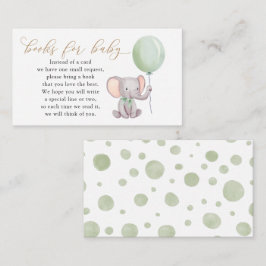 Cartão De Informações Livros de Bebê: Elefante com Balão Verde